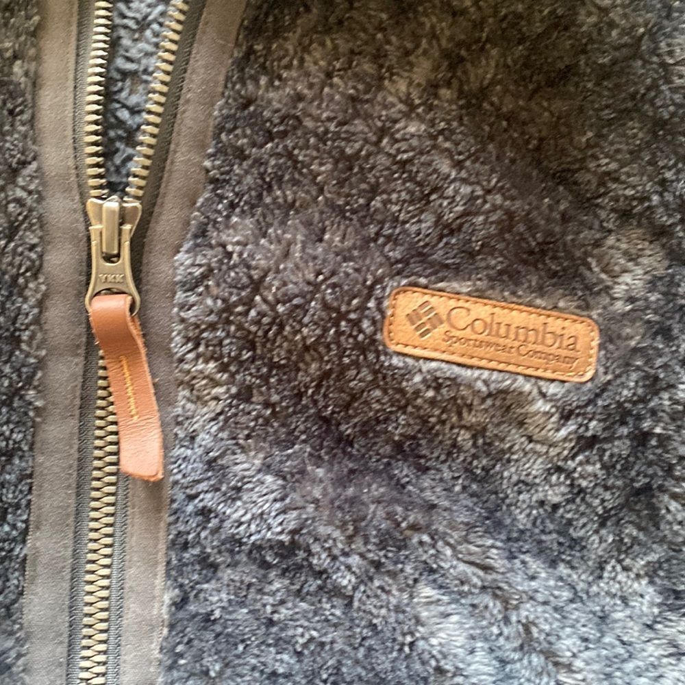 SOLD Columbia Fire Side Gray Super Warm Cozy Sherpa 1/4 Zip Pullover Jacket SZ M - Picture 10 of 12